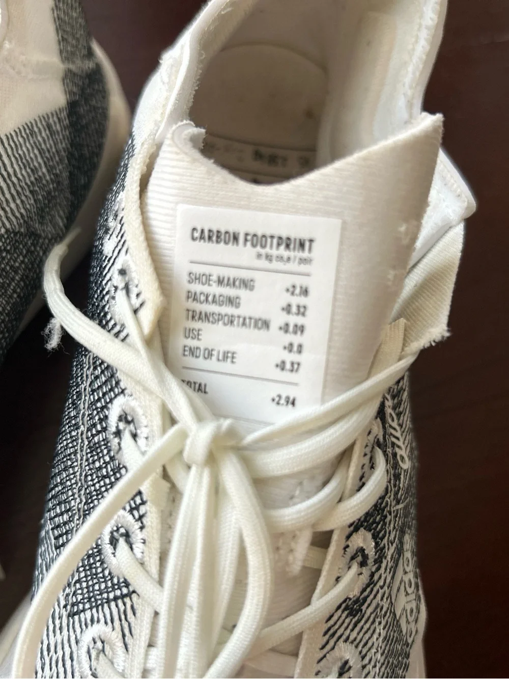 Allbirds x adidas White Sneakers with Black Graphic Accents size 7.5